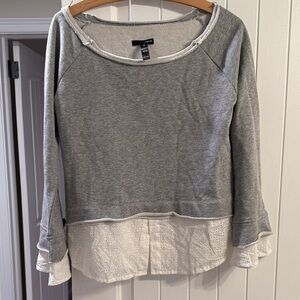 Aqua Gray and Cream Layered Blouse